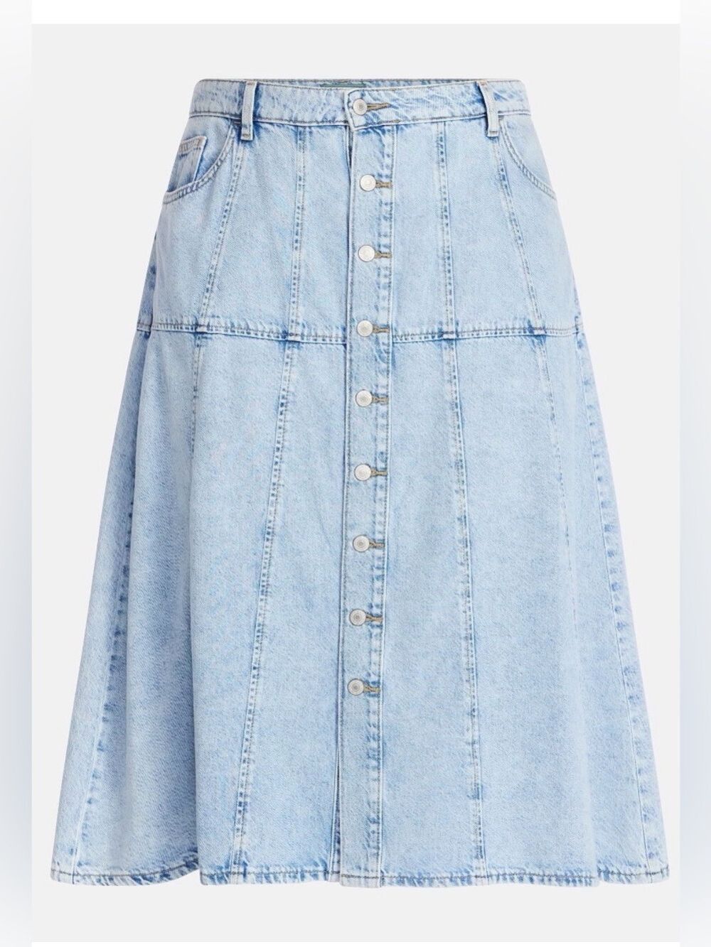 Terra & Sky Faded Blue Button-Front Denim Midi Skirt size 20W